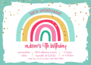 Rainbow Girls Birthday Invitation: Rainbow Girls Printable Birthday Invitation