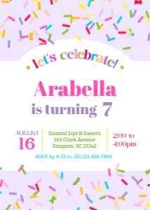 Rainbow Sprinkles Girls Birthday Invitation: Sprinkles Birthday Invitation Template