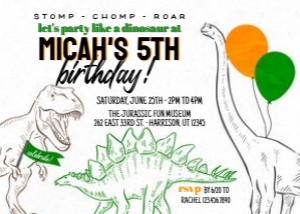 Editable Dinosaur Boys Birthday Invitation 2: Boys Dino Birthday Invite Template