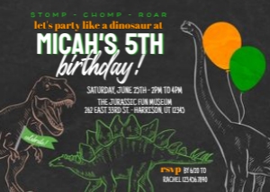 Editable Dinosaur Boys Birthday Invitation 1: Boys Dino Birthday Invite Template