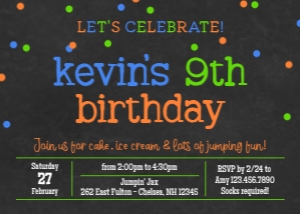 Boys Trampoline Birthday Invite Template design preview