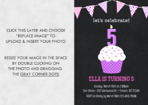 Cupcake Girls Photo Birthday Invitation: Cupcake Girl Photo Birthday Invitation