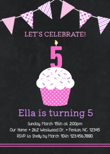 Cupcake Girls Birthday Invitation: Cupcake Girl Birthday Invitation