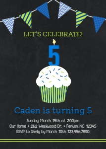 Cupcake Boys Birthday Invitation: Cupcake Boy Birthday Invitation