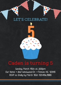 Cupcake Boys Birthday Invitation 2: Cupcake Boy Birthday Invitation