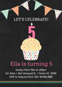 Cupcake Girls Birthday Invitation 2: Cupcake Girl Birthday Invitation