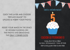 Cupcake Boy Photo Birthday Invitation design preview