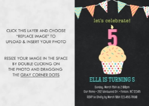 Cupcake Girls Photo Birthday Invitation 2: Cupcake Girl Photo Birthday Invitation