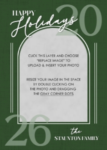 Simple Arched Photo Holiday Card - Green: Simple Arched Photo Christmas Card