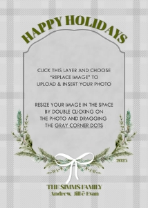 Plaid & Evergreen Holiday Card Template design preview