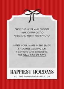 Preppy Pinstripe Holiday Card - Red: Preppy Striped Holiday Card