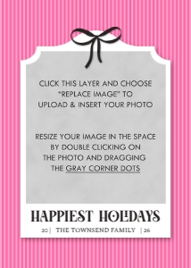 Preppy Pinstripe Holiday Card - Bright Pink: Bright Preppy Pinstripe Holiday Card