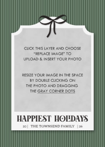 Preppy Pinstripe Holiday Card - Green: Preppy Striped Holiday Card