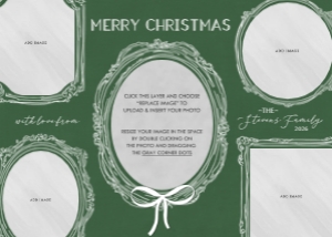 Vintage Frames Christmas Card Green: Vintage Frames Christmas Photo Card