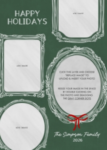 Vintage Frames Holiday Card Green: Vintage Frames Holiday Photo Card