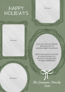 Vintage Frames Holiday Card Sage: Vintage Frames Holiday Photo Card