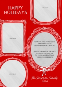Vintage Frames Holiday Card Red: Vintage Frames Holiday Photo Card