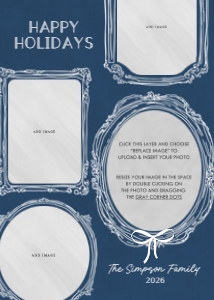 Vintage Frames Holiday Card Blue: Vintage Frames Holiday Photo Card