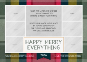 Plaid Collage - Pink Green: Multicolor Plaid Christmas Photo Card