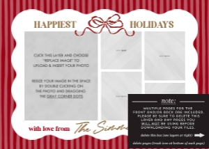 Bow & Wavy Border Holiday Card - Maroon: Bow & Wavy Border Holiday Card