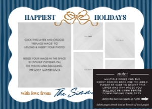 Bow & Wavy Border Holiday Card - Blue: Bow & Wavy Border Holiday Card