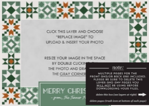 Quilted Patchwork Christmas Card - Green Gold: Patchwork Quilt Christmas Photo Card Template