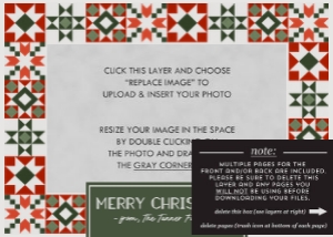 Quilted Patchwork Christmas Card - Red Green: Patchwork Quilt Christmas Photo Card Template