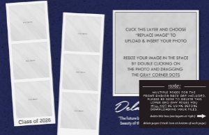 Photo Booth Strip 1/2 Page Senior Yearbook Ad: Half Page Photo Booth Stripe Yearbook Ad Template