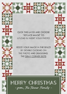 Quilt Pattern Holiday Card - Farmhouse Colors: Rustic Quilt Pattern Holiday Card Template
