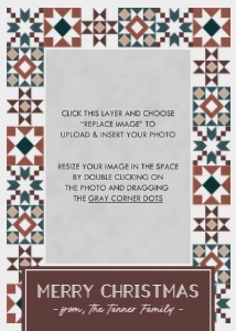 Quilt Pattern Holiday Card - Jewel Tones: Rustic Quilt Pattern Holiday Card Template