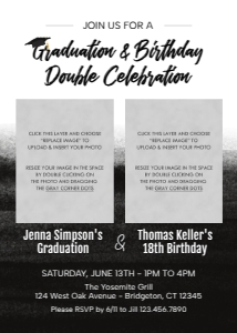 Graduation & Birthday Joint Party Invitation design preview