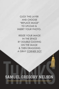 Modern Boys Graduation Thank You Postcard - Black: Modern Boys Graduation Thank You Card