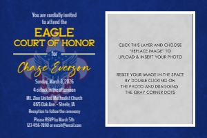4x6" Court of Honor Scout Invitation with Photo: Court of Honor Invitation Template