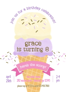 The Scoop Ice Cream Girls Birthday Invitation 2: Ice Cream Girls Birthday Invitation