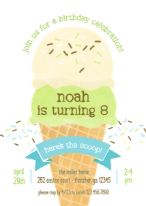 The Scoop Ice Cream Boys Birthday Invitation 2: Ice Cream Boys Birthday Invitation