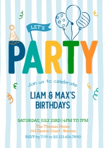 Boys Colorful Birthday Invitation Printable design preview