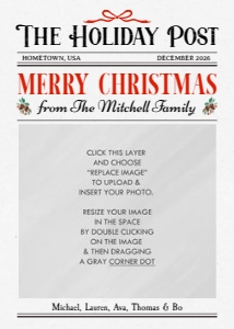 Holiday Post Newspaper Christmas Card design preview