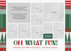 Oh What Fun Colorful Christmas Collage 2: Oh What Fun Colorful Christmas Collage Card