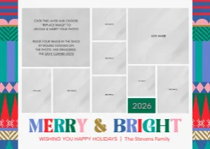 Merry & Bright Colorful Christmas Collage 2: Merry & Bright Colorful Christmas Collage Card
