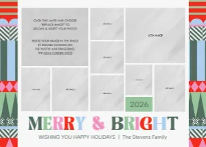 Merry & Bright Colorful Christmas Collage 1: Merry & Bright Colorful Christmas Collage Card