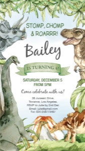 Dinosaur Party Mobile Invite design preview