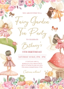 5x7 Fairy Garden Tea Party Invitation design preview