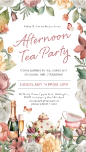 Afternoon Tea Floral Mobile Invite design preview