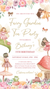 Original Fairy Garden Tea Party Mobile Invite design preview