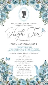 Mobile High Tea Dusty Blue Invitation design preview