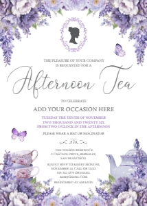 5 x 7 Afternoon Tea Purple Wisteria Invitation design preview
