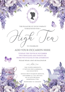 5 x 7 High Tea Purple Wisteria Invitation design preview