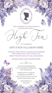 Mobile High Tea Purple Wisteria Invitation design preview