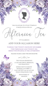 Mobile Afternoon Tea Purple Wisteria Invitation design preview