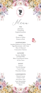 4 x 9 Tea Party Pastel Menu with Cameo design preview